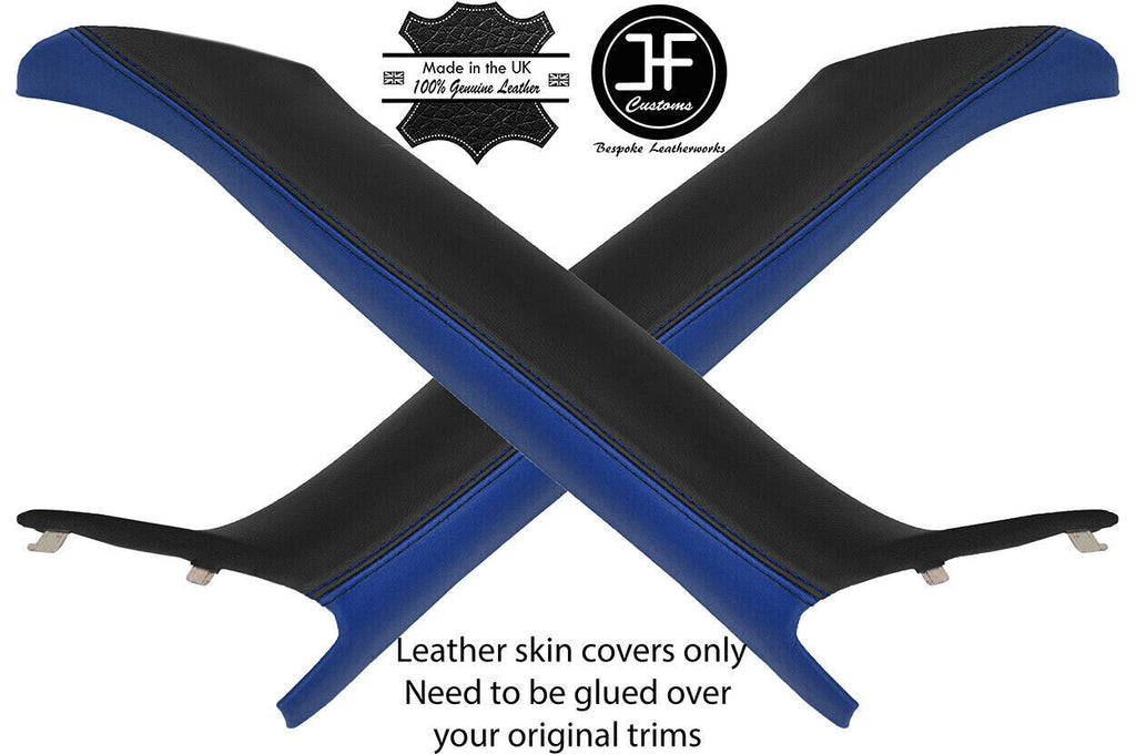 BLACK&BLUE 2X A PILLAR 2 TONE LEATHER COVER FOR BMW MINI COOPER R50 R53 01-06