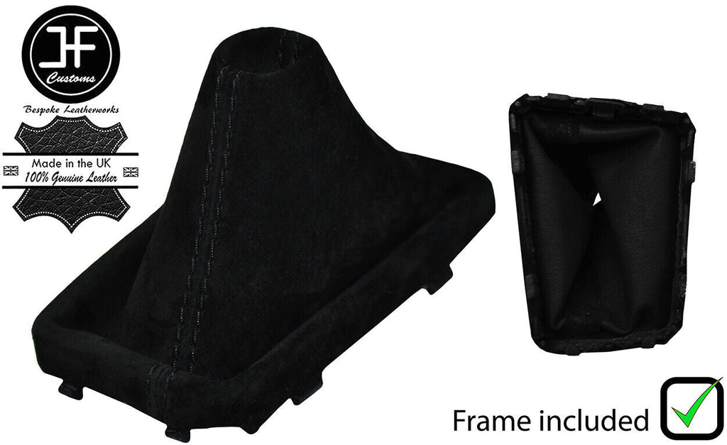 BLACK STITCH SUEDE AUTOMATIC DSG GEAR GAITER+FRAME FOR SEAT LEON MK3 FL 17-18