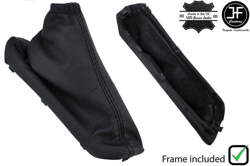 BLACK STITCH LEATHER HANDBRAKE GAITER + PLASTIC FRAME FITS PEUGEOT 508 2011-2017