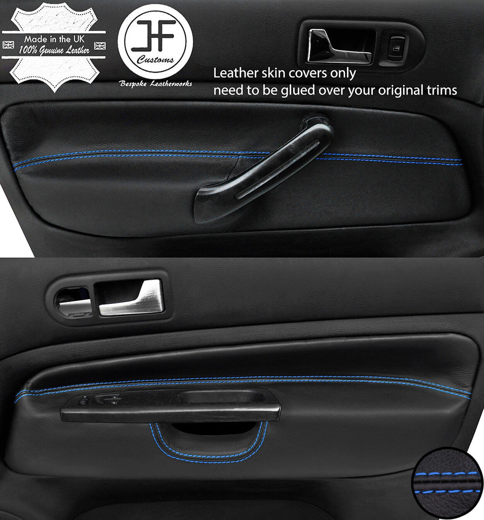 BLUE STITCH 2X FRONT DOOR CARD TRIM COVERS FOR VW GOLF MK4 98-05 5 DOOR STYLE2