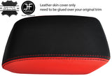 BLACK & RED SLIDING ARMREST LID REAL LEATHER COVER FOR AUDI A4 B8 08-15