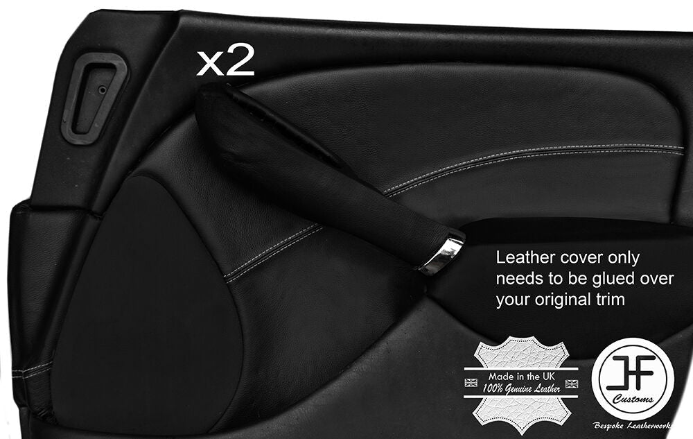 GREY STITCH 2X FRONT DOOR CARD TRIM LEATHER COVERS FOR ROVER 75 & MG ZT 99-05