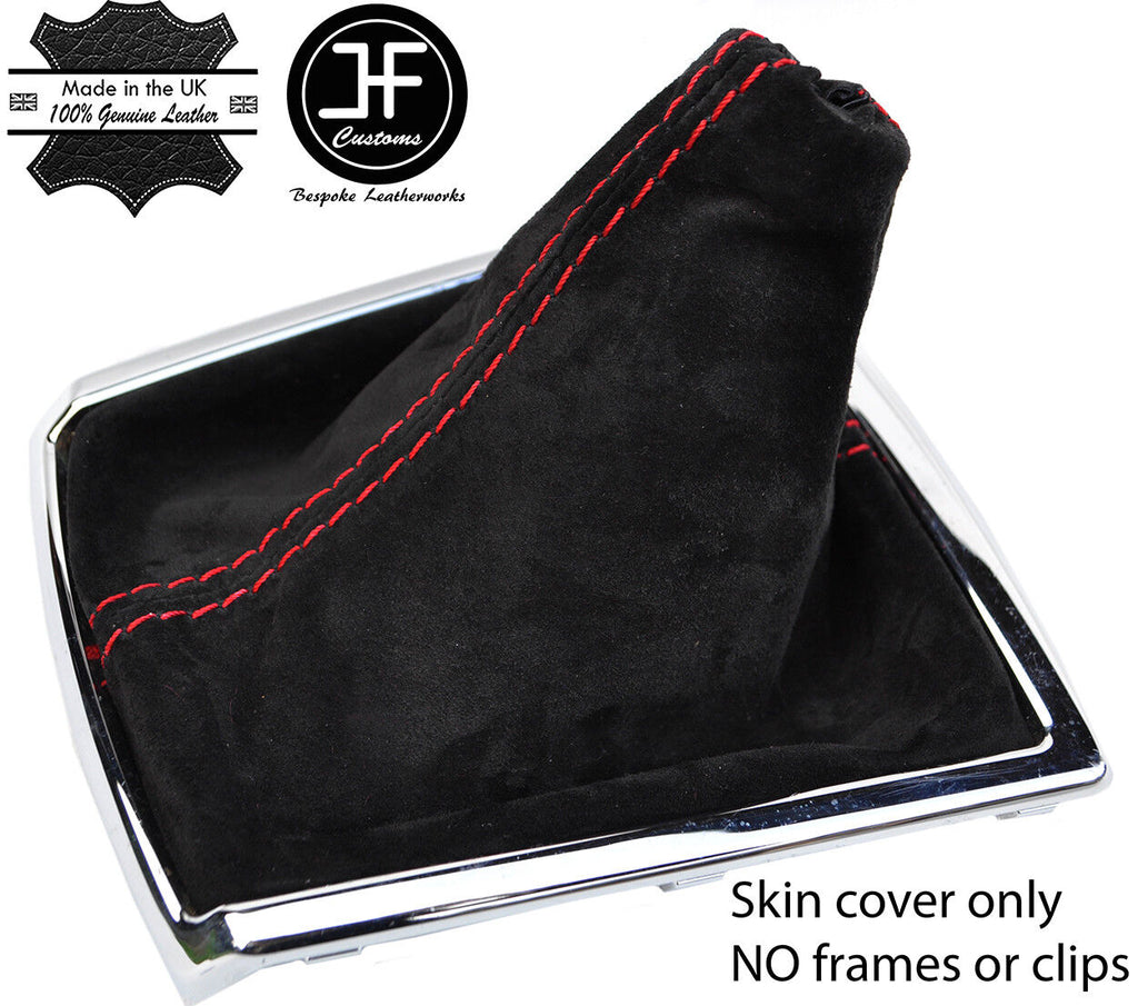 RED STITCH REAL SUEDE GEAR GAITER FOR TOYOTA COROLLA VERSO 2004-2009 CUSTOM NEW