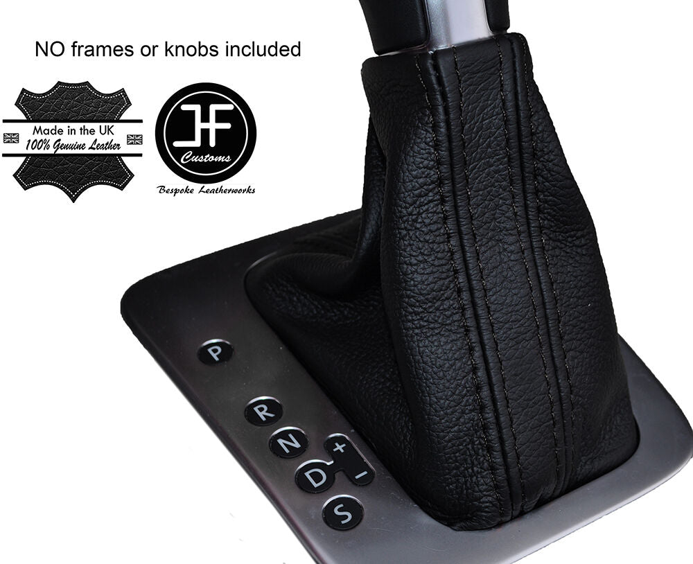 BLACK STITCH DSG AUTO AUTOMATIC LEATHER GEAR GAITER FITS VW SHARAN 7N 2010-2015