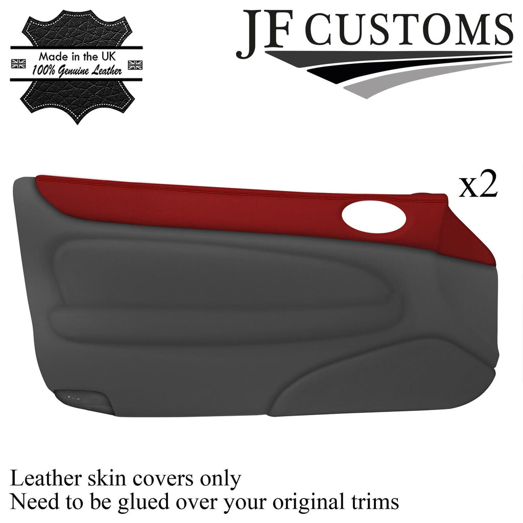 D RED LEATHER 2X TOP DOOR TRIM COVERS FOR JAGUAR XK8 X100 COUPE 96-04 CUSTOM NEW