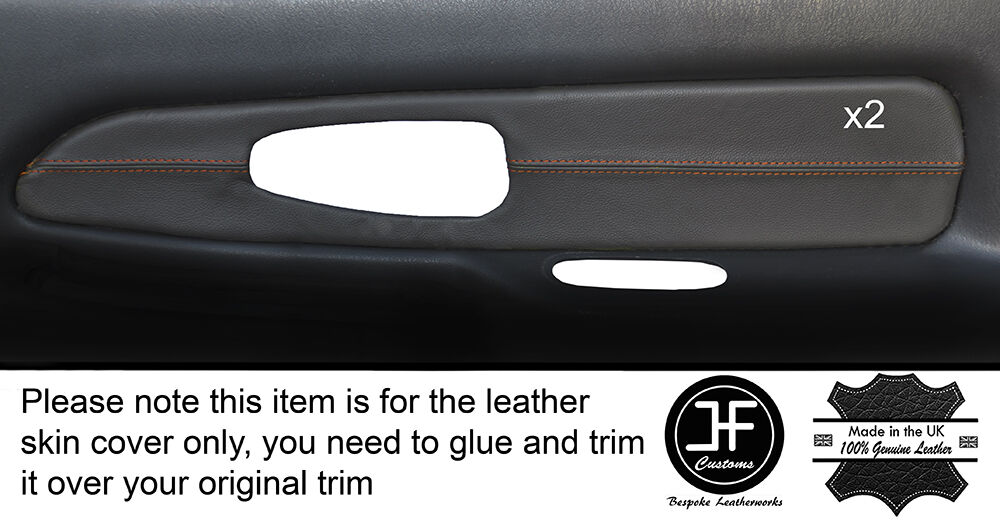 ORANGE STITCH 2X FRONT GREY DOOR CARD SKIN COVERS FITS MITSUBISHI L200 K74 98-06