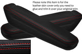 RED STITCH 2X REAR DOOR ARMREST LEATHER SKIN COVERS FITS FORD CAPRI MK3 78-87