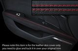 RED STITCHING 2X FRONT DOOR ARMREST LEATHER SKIN COVERS FITS AUDI A7 10-15