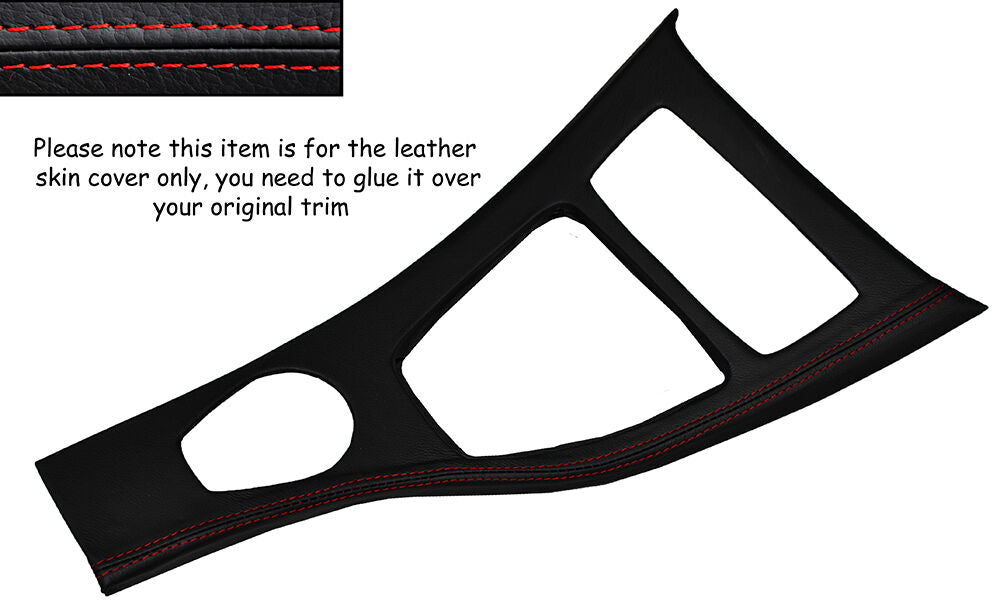 RED STITCH CENTRE CONSOLE TRIM SKIN COVER FITS BMW E90 E91 E92 06-10 IDRIVE