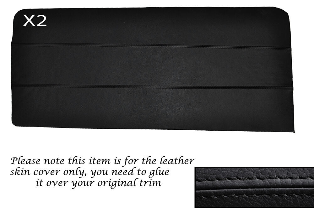 BLACK STITCHING 2X FRONT DOOR CARDS LEATHER SKIN COVERS FITS HILLMAN IMP