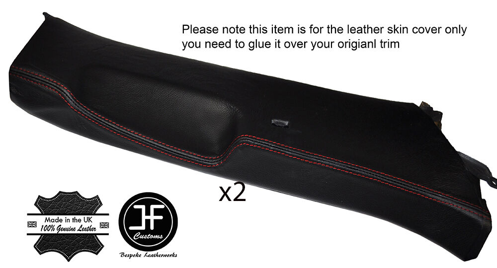 RED STITCH 2X LOWER B PILLAR LEATHER COVERS FITS VW GOLF MK5 V 04-09 5 DOOR