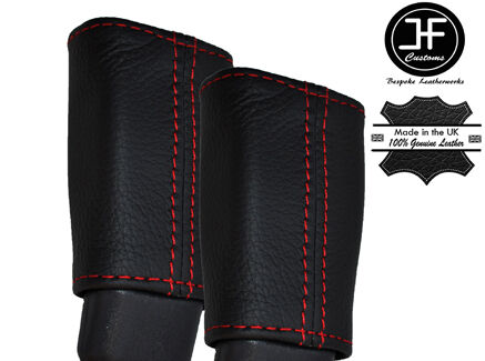 RED STITCH 2X FRONT SEAT BELT LEATHER COVERS FITS MINI COUNTRYMAN R60 10-15