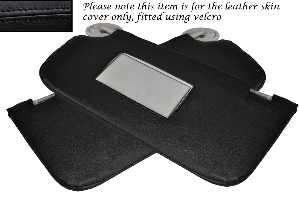 BLACK STITCH 2X SUN VISORS LEATHER SKIN COVERS FITS FORD MONDEO MK4 2007-2013