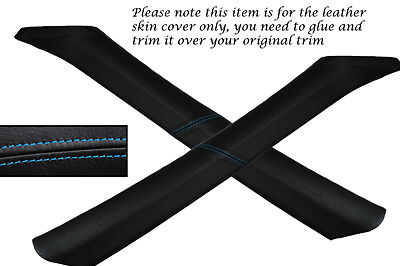 BLUE STITCH FITS MITSUBISHI EVO 4 5 6 IV V VI 2X WINDSCREEN PILLAR LTHR COVERS