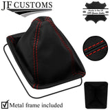 RED STITCH LEATHER GEAR GAITER + METAL FRAME FITS ALFA ROMEO SPIDER 105