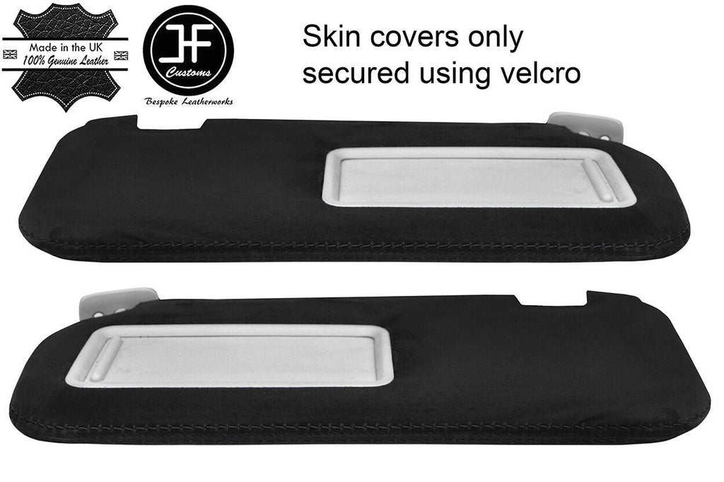 BLACK STITCHING 2X SUN VISORS REAL SUEDE COVERS FITS MAZDA 3 2009-2013