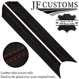 RED STITCH ITALIAN LEATHER 2X A PILLAR COVERS FITS FORD MUSTANG 1967-1968
