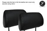 BLACK STITCH 2X FRONT HEADREST LEATHER SKIN COVERS FITS AUDI A4 B7 2004-2008