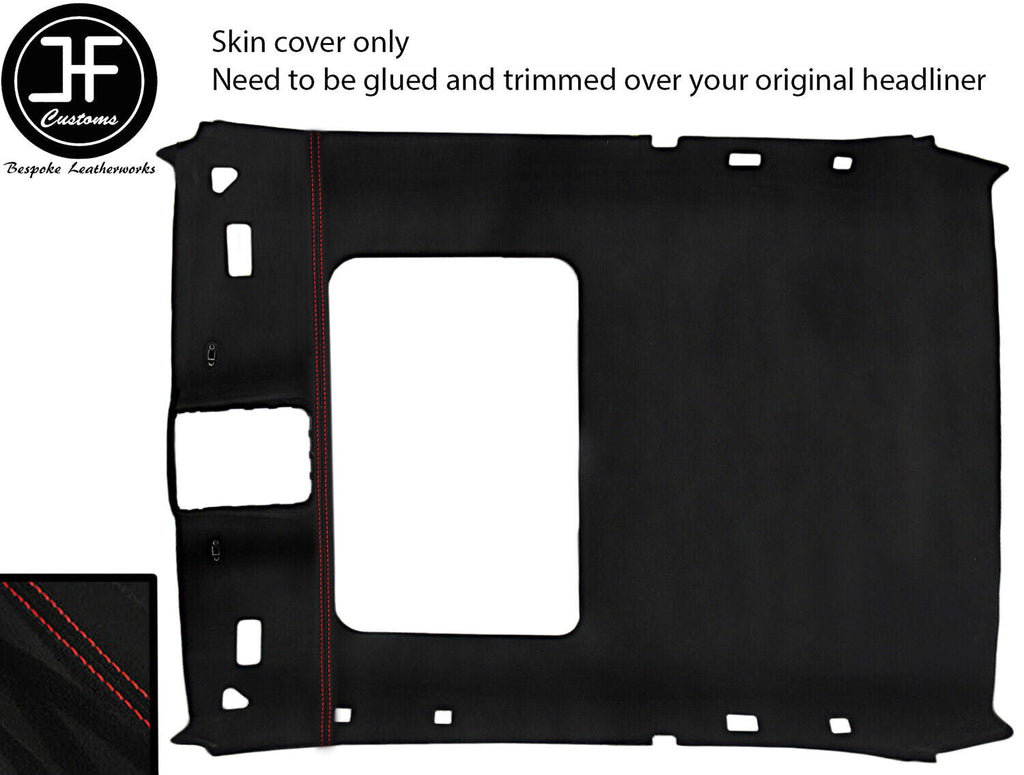 RED STITCH SUNROOF ROOF HEADLINING LUXE SUEDE COVER FOR BMW 3 E36 92-98 COUPE