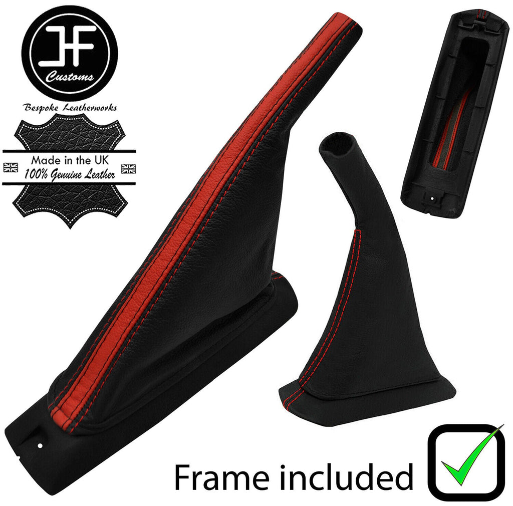 BLACK RED STRIPE HANDBRAKE LEATHER+BASE KIT FOR VW GOLF 2 MKII GTI G60 RALLYE