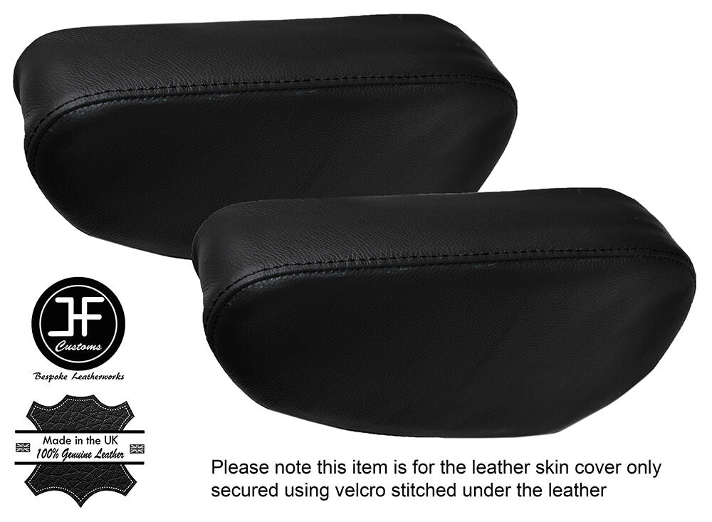 BLACK STITCH 2X SEAT ARMREST LEATHER COVERS FITS MITSUBISHI PAJERO SHOGUN 90-01