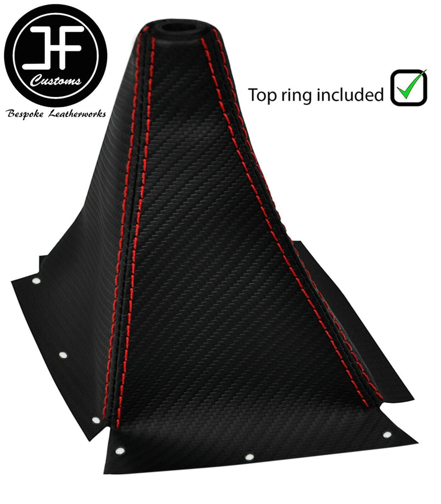 RED STITCH CARBON VINYL GEAR GAITER+TOP RING FOR NISSAN SKYLINE R33 93-1998