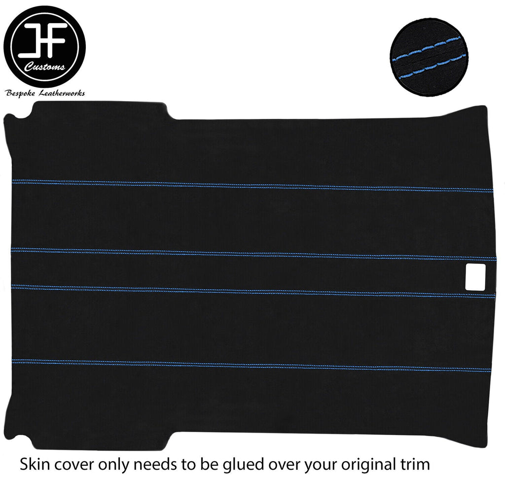 BLUE STITCH LUXE SUEDE HEADLINER ROOF COVER FITS FORD FIESTA MK3 XR2I 3 DOOR