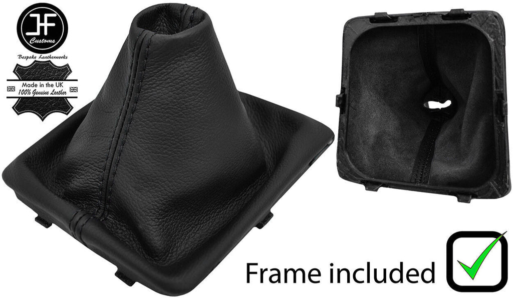 BLACK STITCH LEATHER MANUAL GEAR GAITER+PLASTIC FRAME FITS SEAT ATECA 16-19