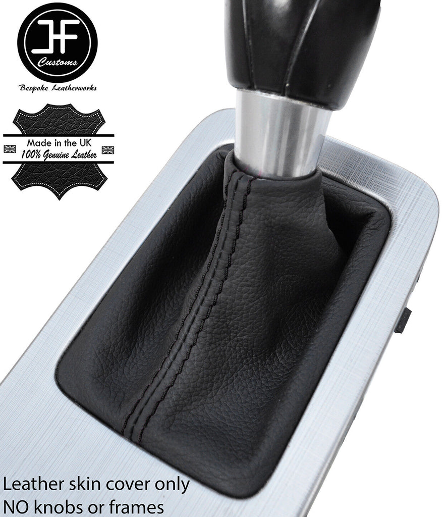 BLACK STITCH TOP GRAIN REAL LEATHER MANUAL GEAR GAITER FITS VOLVO V70 2007-2015