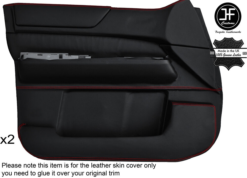 RED STITCHING 2X FRONT FULL DOOR CARD LEATHER COVERS FITS PATROL Y61 98-13