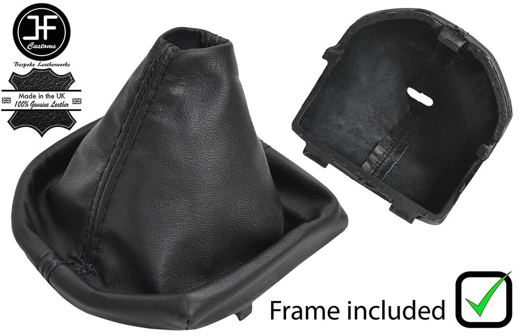 BLACK STITCH LEATHER MANUAL GEAR GAITER + PLASTIC FRAME FOR VW T6 2016-2019