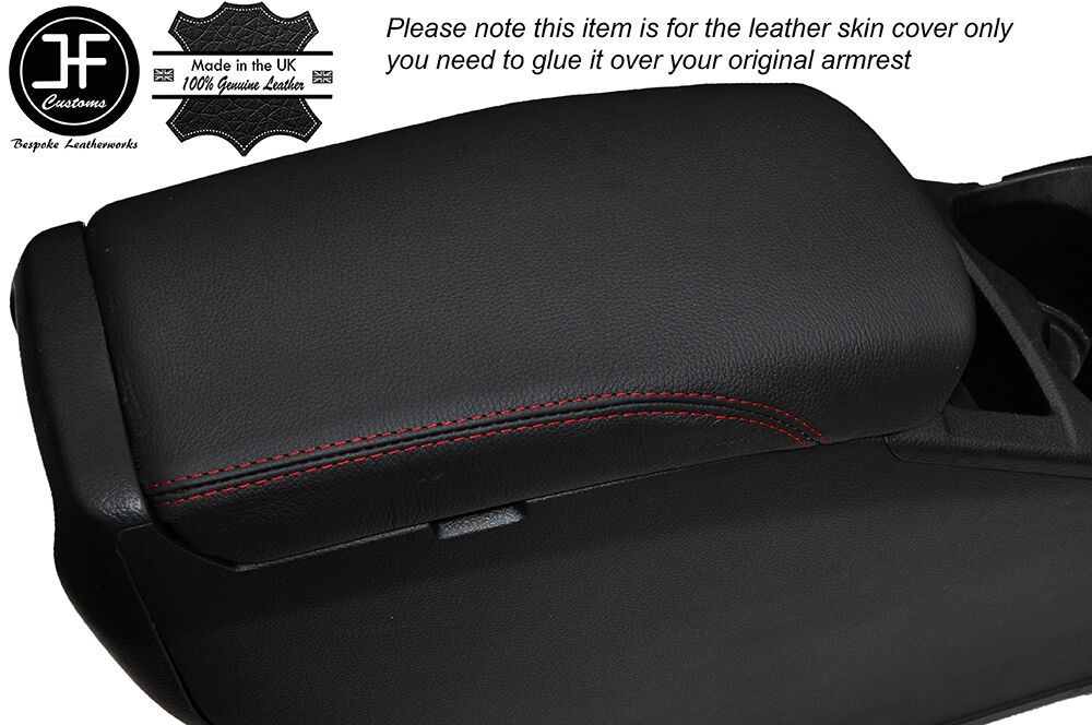 RED STITCH ARMREST LID LEATHER COVER FITS NISSAN QASHQAI J11 2013-2016