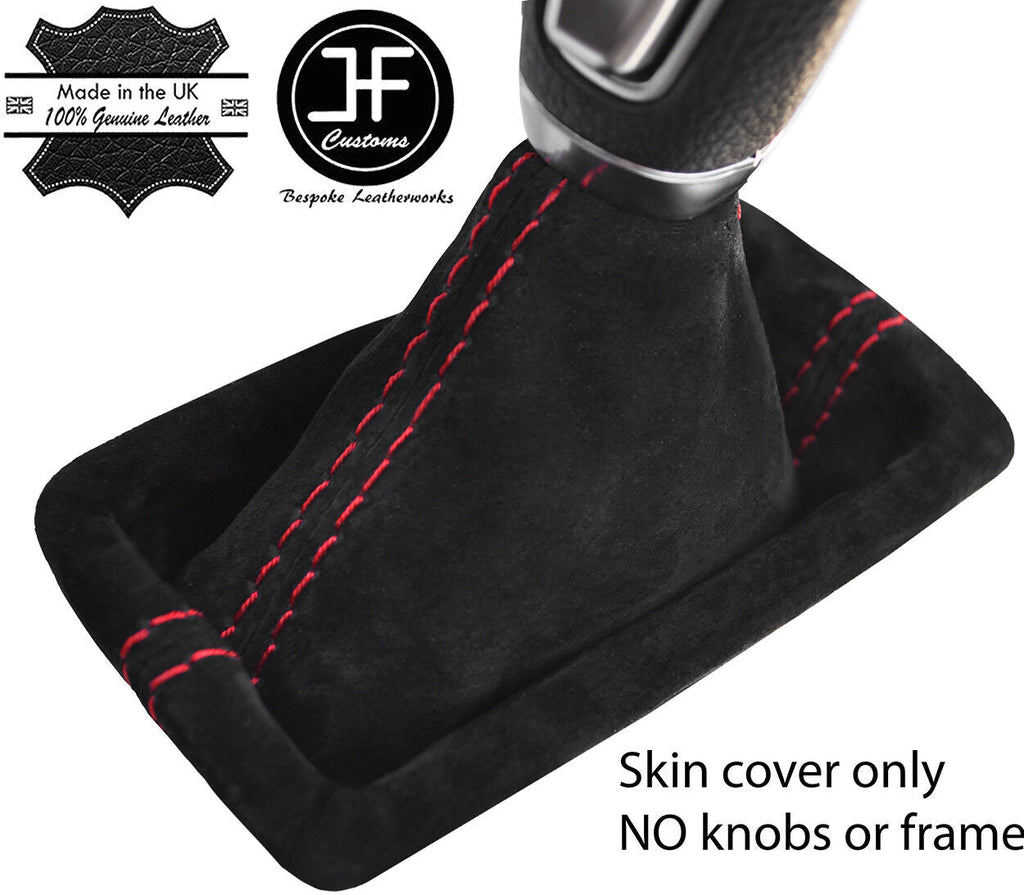 RED STITCH AUTO AUTOMATIC REAL SUEDE GEAR GAITER FITS HYUNDAI SANTA FE 13-18