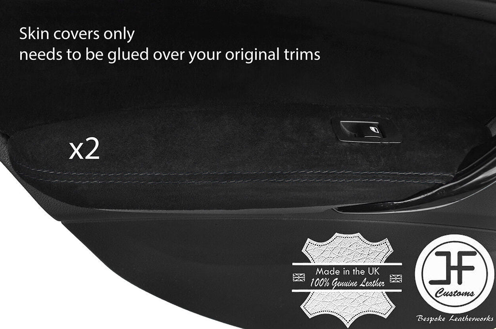 BLACK STITCHING 2X REAR DOOR ARMREST SUEDE COVER FOR BMW F20 2011-2017