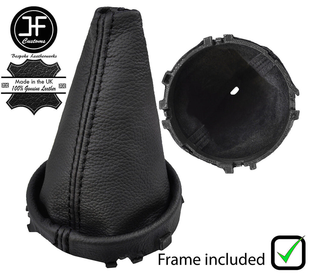 BLACK STITCH LEATHER GEAR GAITER + PLASTIC FRAME FOR MINI COOPER F55 F56 14-18