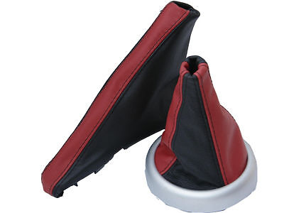 FITS MINI COOPER BMW GEAR HANDBRAKE GAITER D RED & BLACK CUSTOM NEW MADE IN UK