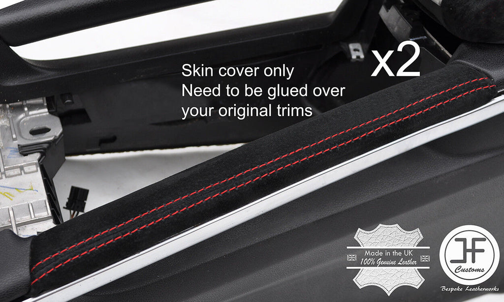 RED STITCH 2X CONSOLE TRIM SUEDE COVERS FOR MERCEDES ML W164 05-11 STYLE 2