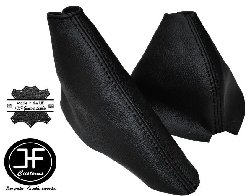 BLACK STITCH FITS NISSAN 350Z 2002-2009 REAL LEATHER GEAR HANDBRAKE GAITER SET