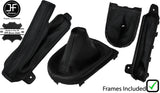 BLACK STITCH LEATHER MANUAL GEAR+HANDBRAKE GAITER+FRAMES FOR FORD MUSTANG 15-19