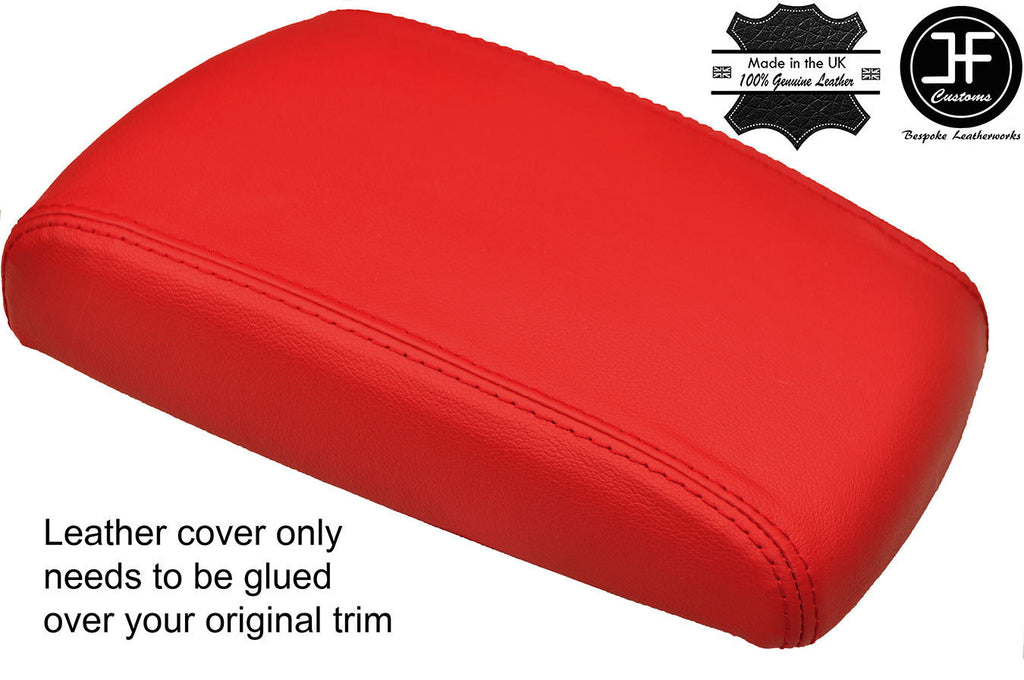 RED REAL LEATHER ARMREST LID COVER FITS SSANGYONG KORANDO 10-2017 CUSTOM NEW