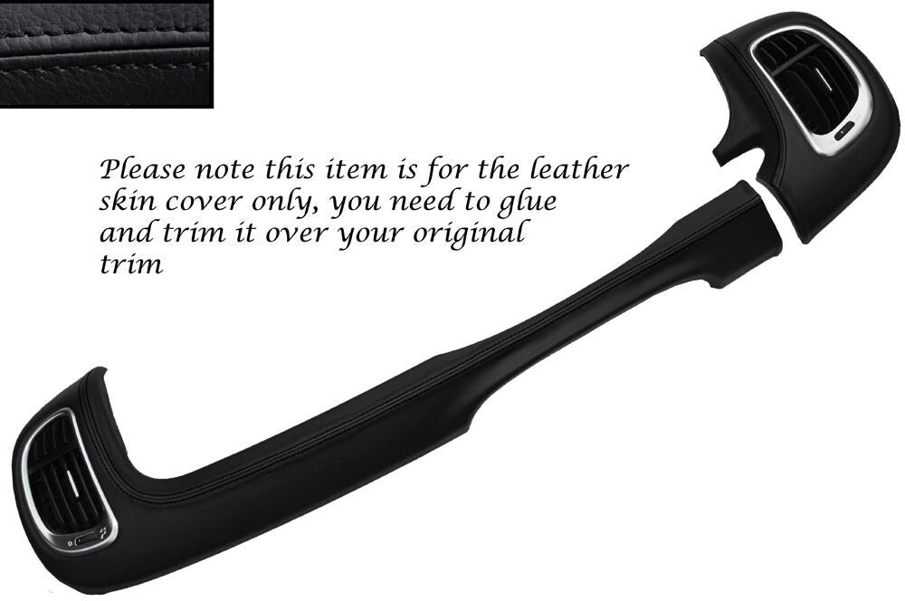 BLACK STITCH TWO PIECE DASH KIT LEATHER SKIN COVERS FITS FIAT 500 L 2012-2015