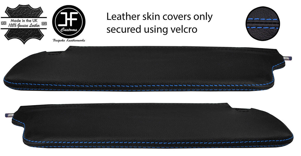 BLUE STITCH 2X SUN VISORS REAL LEATHER COVERS FOR SUNBEAM ALPINE MK4 IV MK5 V
