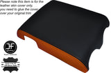 BLACK & ORANGE ARMREST LID LEATHER SKIN COVER FITS HUMMER H2 2005-2007