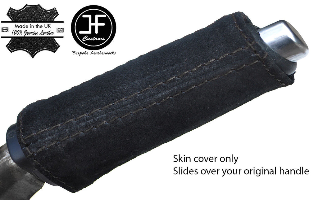 BLACK STITCHING HANDBRAKE HANDLE REAL SUEDE COVER FOR FORD FOCUS MK2 2005-2011