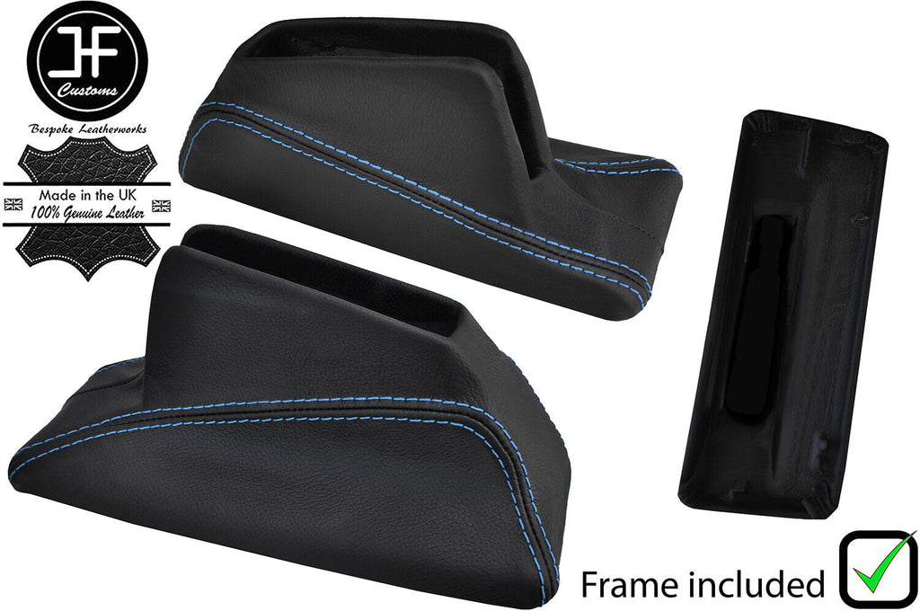 BLUE STITCH REAL LEATHER HANDBRAKE PLASTIC TRIM FOR VW T4 TRANSPORTER 90-03