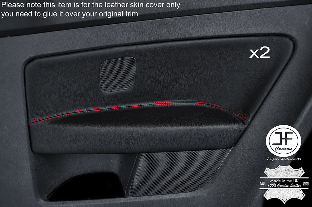 RED STITCH 2X REAR DOOR CARD TRIM LEATHER COVERS FITS VW GOLF MK5 V 04-09 3DR