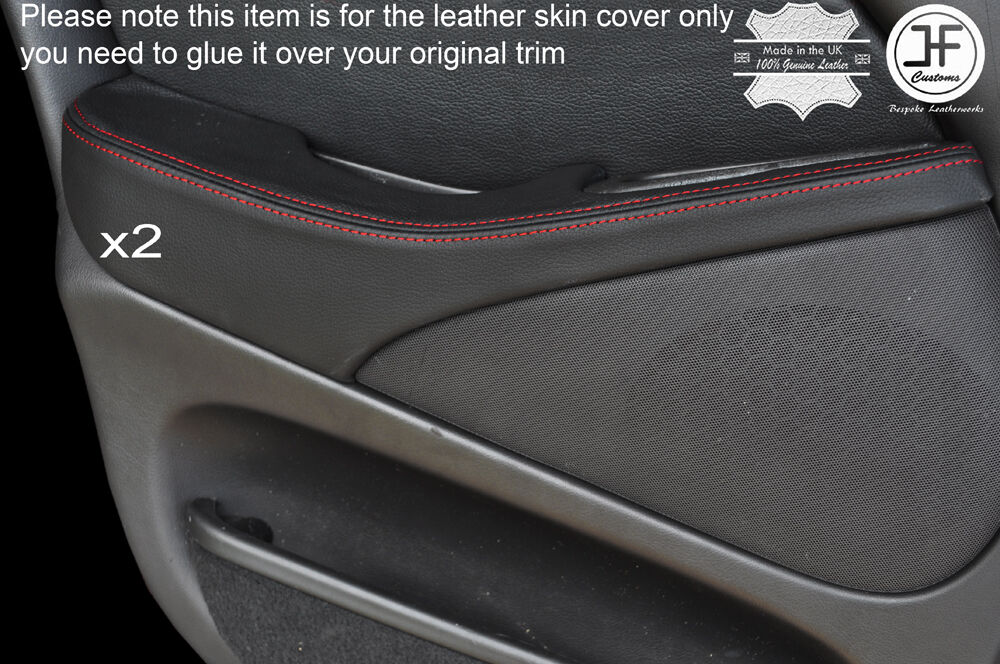RED STITCH 2X REAR DOOR ARMREST LEATHER COVERS FITS JAGUAR S TYPE 1999-2007