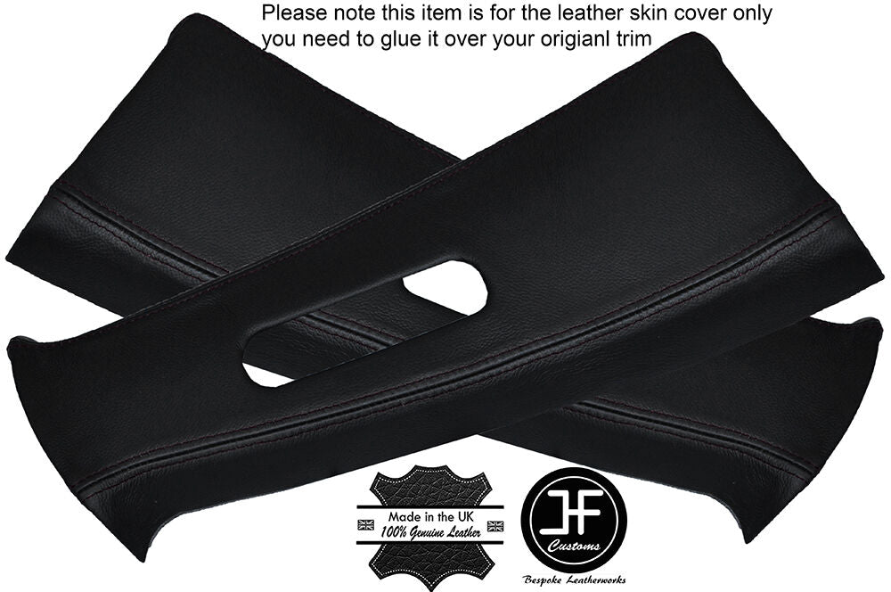 BLACK STITCHING 2X B PILLAR LEATHER COVERS FITS MITSUBISHI LANCER EVO 7 8 9