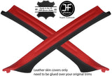 BLACK & RED 2X A PILLAR REAL LEATHER COVERS FOR BMW 3 E46 COUPE 1998-2005