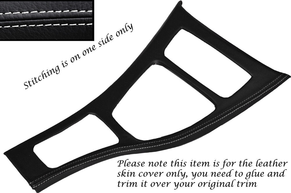 WHITE STITCH CENTRE CONSOLE TRIM LEATHER COVER FITS BMW E90 E91 E92 2006-2011
